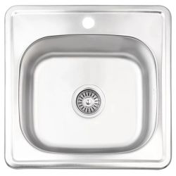 Izlietne virtuves AB 480X480X0.8MM, satīna, ar sifonu