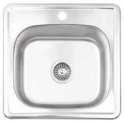 Izlietne virtuves AB 480X480X0.8MM, satīna, ar sifonu