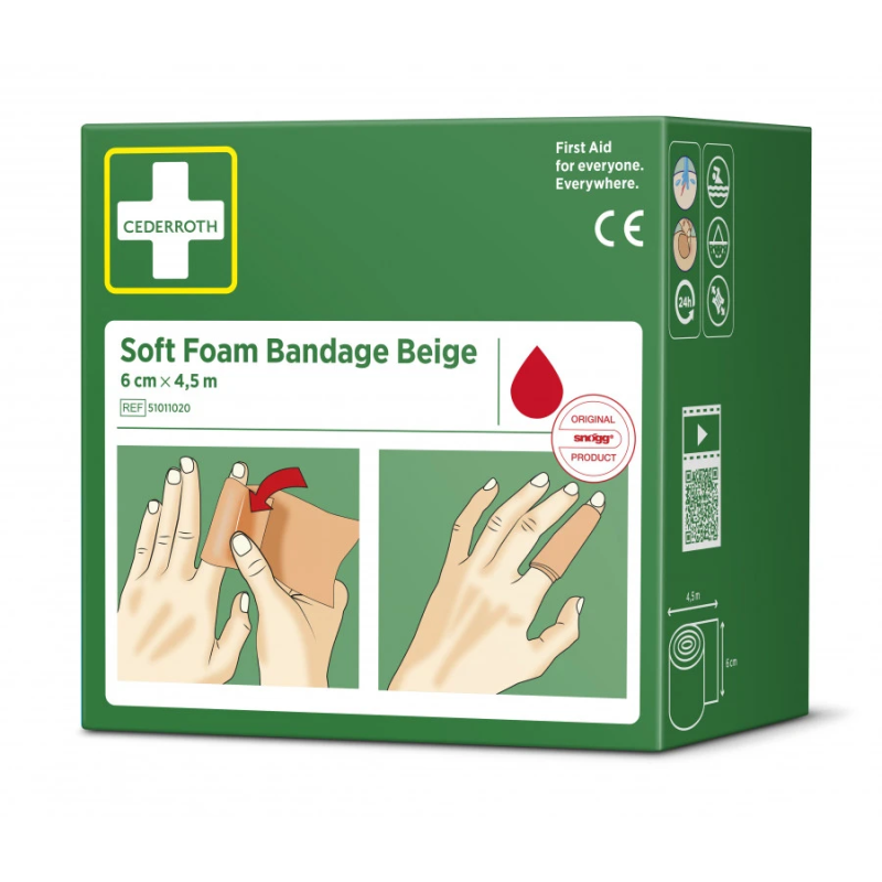 Mīksts putu pārsējs, bēšs, 6 cm x 4,5 m, Cederroth