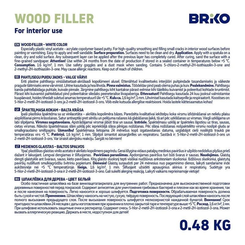Špakteļmasa briko kokam 480 g