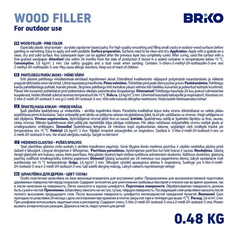 Koksnes špaktele briko 0.48kg priedes kr