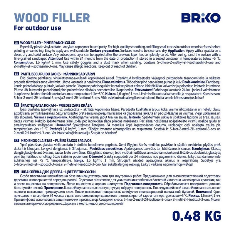 Koksnes špaktele briko 0.48kg priedes k