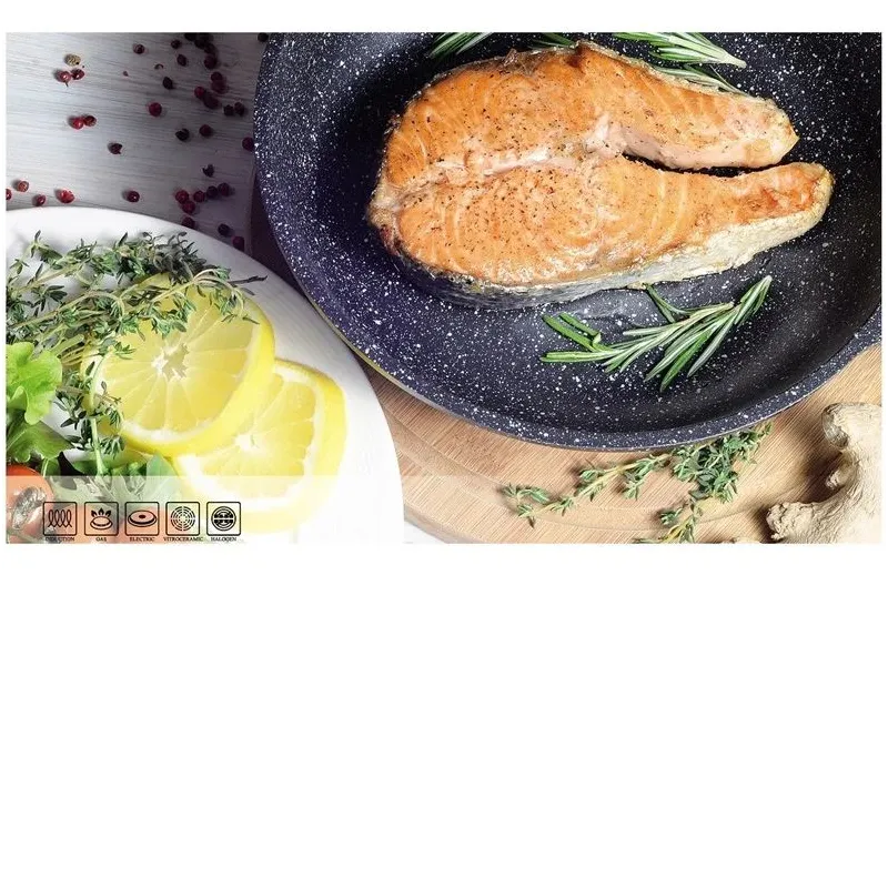 Cepšanas panna ar vāku Bollire Venezia BR1009, 24 cm, alumīnijs-marmora