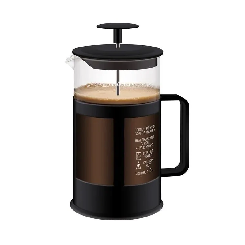 Kafijas kanna French Press Bollire BR3104, 1 l, caurspīdīga krās.-melna krās.