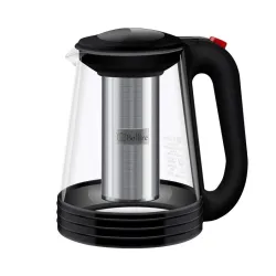 Чайник с ситечком Bollire BR3406, 1.5 л, прозрачный цв.-черный цв.
