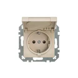 Kištukinis lizdas Liregus Retro IKL16-208-01.R-ONC, su įžeminimu, IP44, matinė kreminė sp.