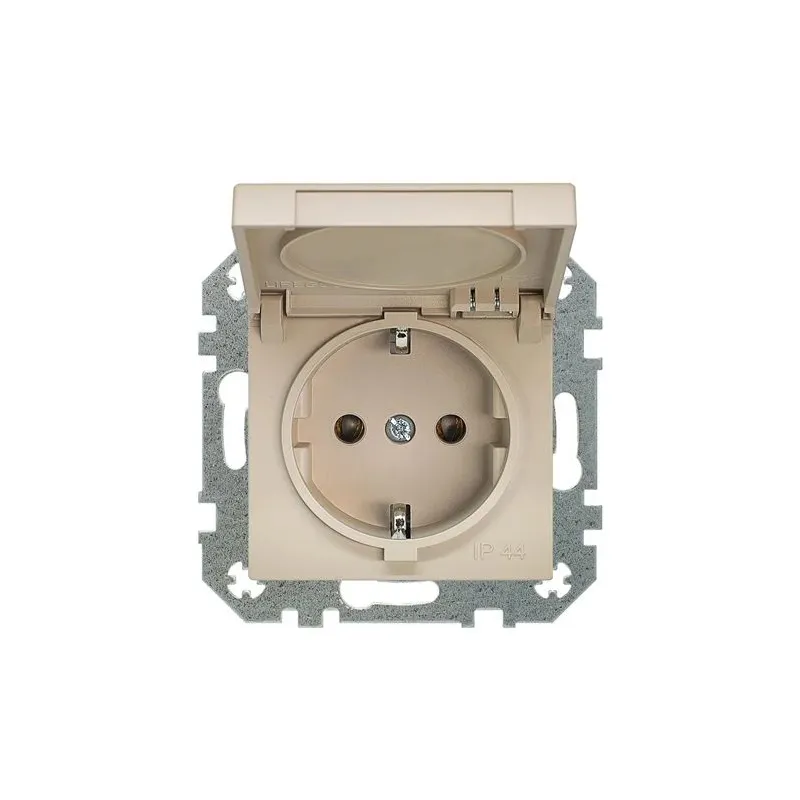 Kontaktligzda Liregus Retro IKL16-208-01.R-ONC, Iezemēta rozete, IP44, matēts krēmkrāsas tonis