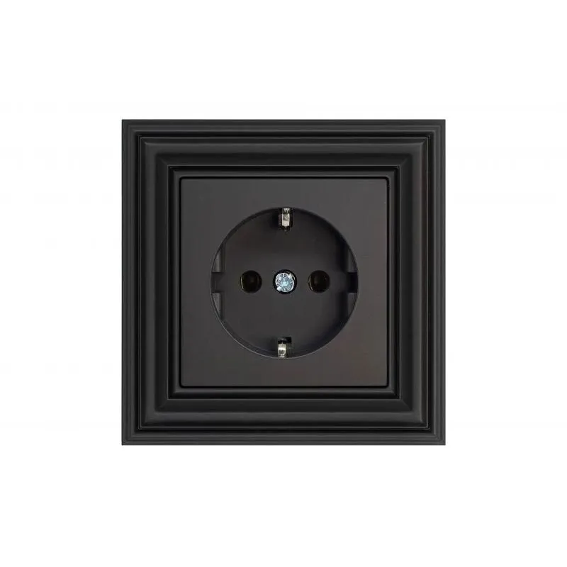 Розетка Liregus Retro IKL16-204-01.R-ON59, c заземлением, матовый черный