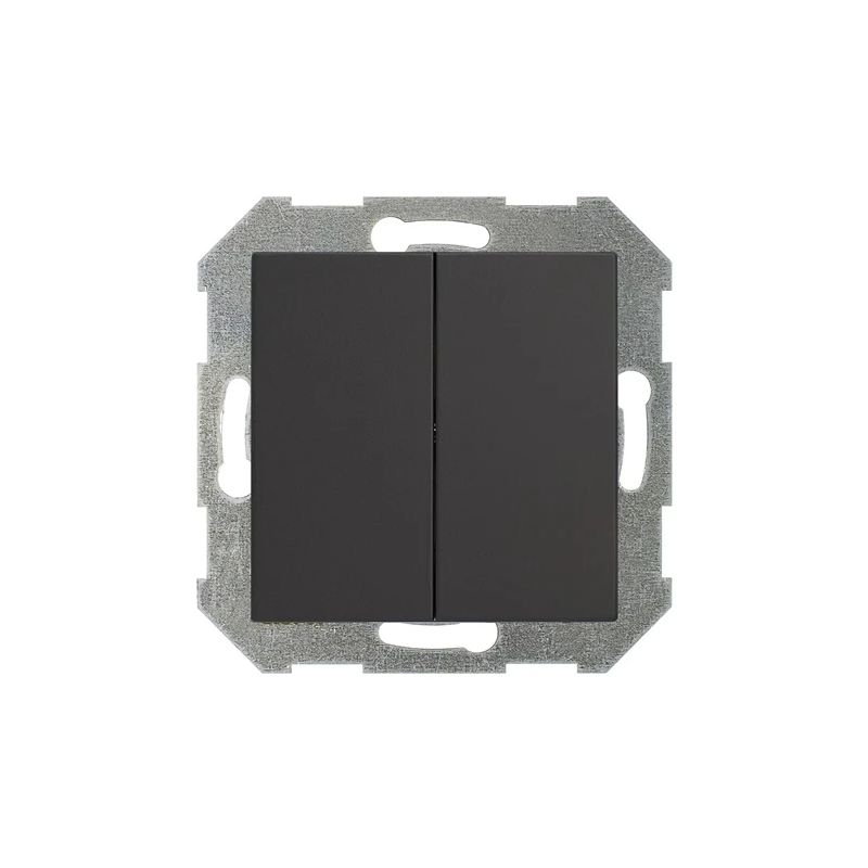 Slēdzis LIREGUS RETRO, 2 taustiņi, melnā krāsā, IP44