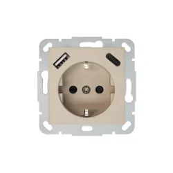 Rozete.USB A+C lādētājs Liregus Retro. krēmkrāsas