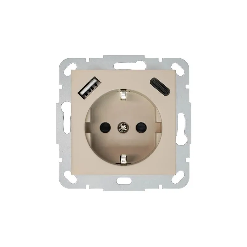 Kontaktligzda Liregus Retro IUK-3-01.R-ONC, Iezemēta rozete, matēts krēmkrāsas tonis