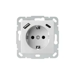 Kištukinis lizdas ir USB A+C kroviklis LIREGUS EPSILON.balta