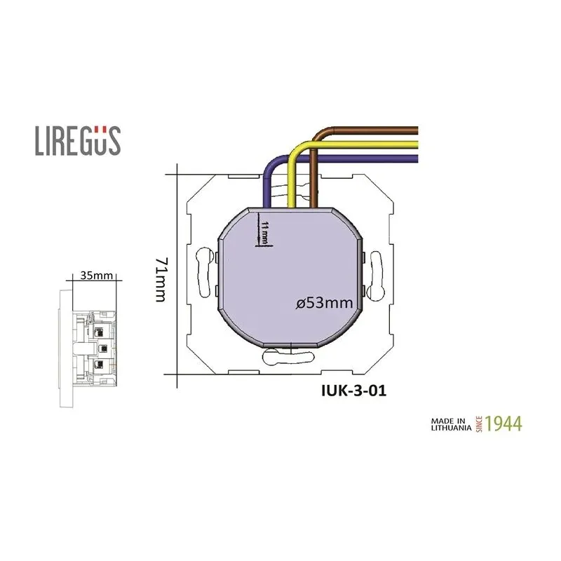 Kištukinis lizdas Liregus Epsilon IUK-3-01.E-J, su įžeminimu, antracito sp.