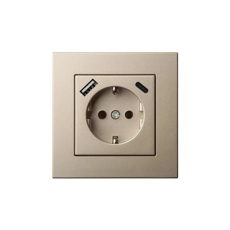 Kontaktligzda Liregus Epsilon IUK-3-01.E-CH, Iezemēta rozete, šampanieša