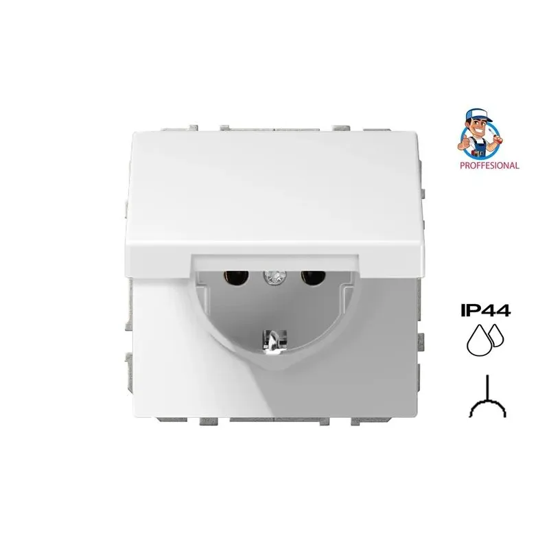 Kontaktligzda Liregus Modern IKL16-208-01.M-WM, Iezemēta rozete, IP44, matēti balts