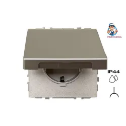 Kištukinis lizdas Liregus Modern IKL16-208-01.M-CH, su įžeminimu, IP44, šampano sp.