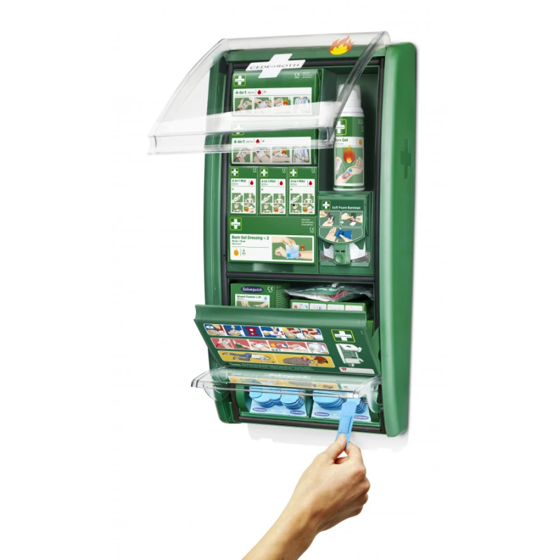 Pirmās palīdzības un pretapdegumu līdzekļu stends, Cederroth