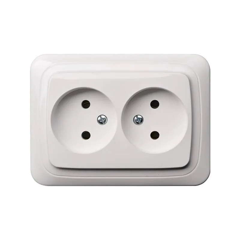 Dubultā kontaktligzda Liregus Alfa IKL16-109 A-B, rozete bez zemējuma, balta