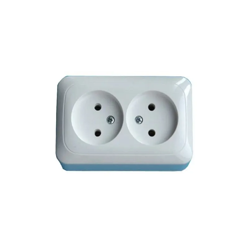 Dubultā kontaktligzda Liregus Alfa PKL10-16-009-109, rozete bez zemējuma, balta