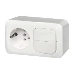 Pistikupesa ja lülitiplokk Liregus Alfa PKLJ-002, valge, 250 V