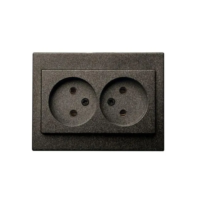 Dubultā kontaktligzda Liregus Epsilon IKL16-409 E-J, rozete bez zemējuma, antracīta
