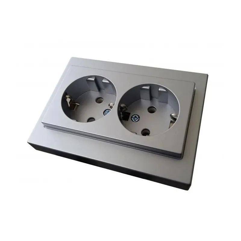 Dubultā kontaktligzda Liregus Epsilon IKL16-405 E-MT, Iezemēta rozete, metāliska