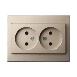 Двойная розетка Liregus Epsilon IKL16-409 E.CH, без заземления, шампань