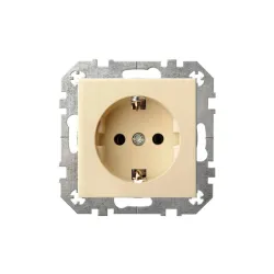 Розетка Liregus Epsilon IKL16-214-01 E-S, c заземлением, бежевый цв.