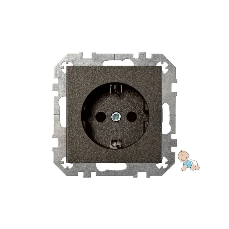 Kontaktligzda Liregus Epsilon IKL16-214-01 E-J, Iezemēta rozete, antracīta krās.