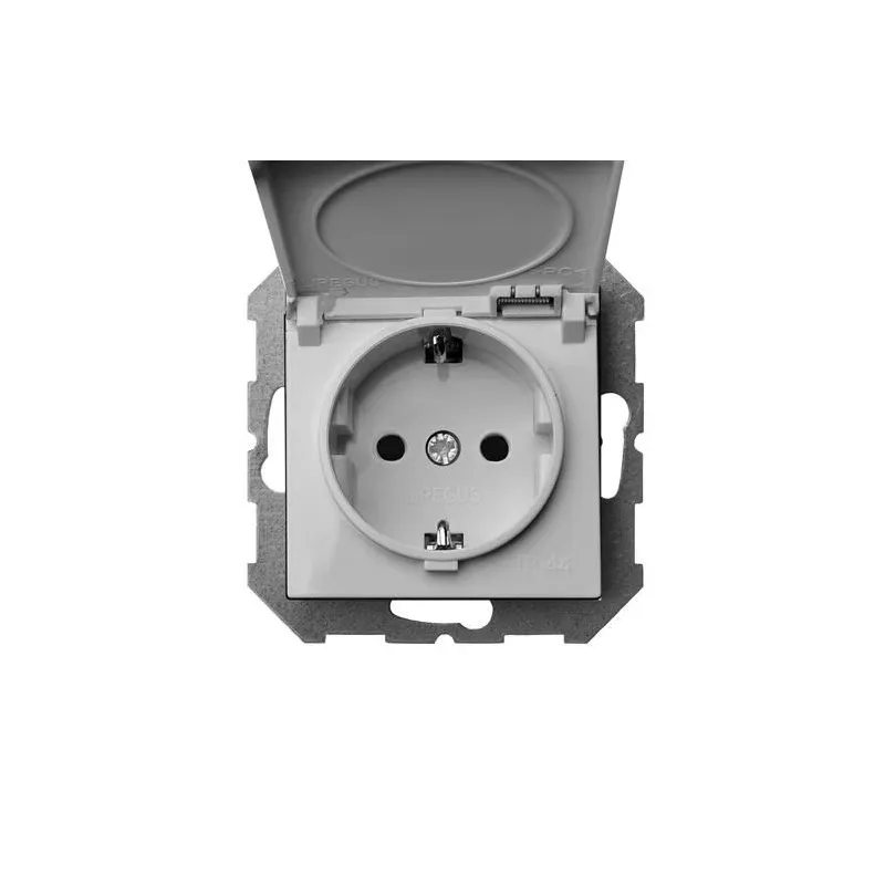 Kontaktligzda Liregus Epsilon ĮKL16-208-01 E-B, Iezemēta rozete, IP44, balta krās.