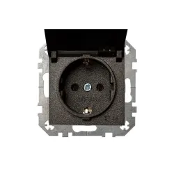 Розетка Liregus Epsilon IKL 16-208-01 E-J, c заземлением, IP44, антрацитовый цв.