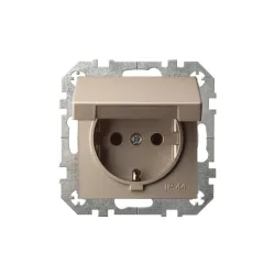 Pistikupesa Liregus Epsilon IKL 16-208-01 E-Ch, maandusega, IP44, šampanja v.