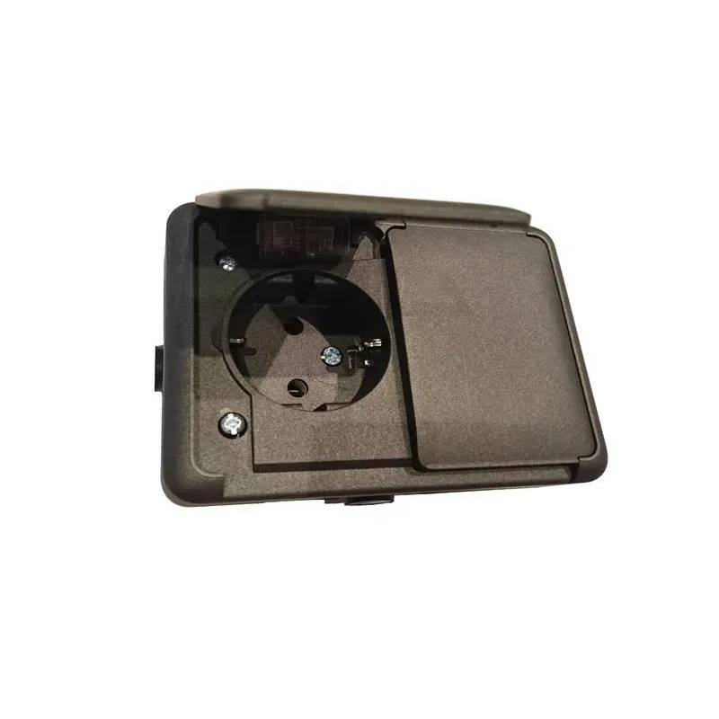 Dubultā kontaktligzda Liregus Hermi PKL16-007, Iezemēta rozete, IP44, melna