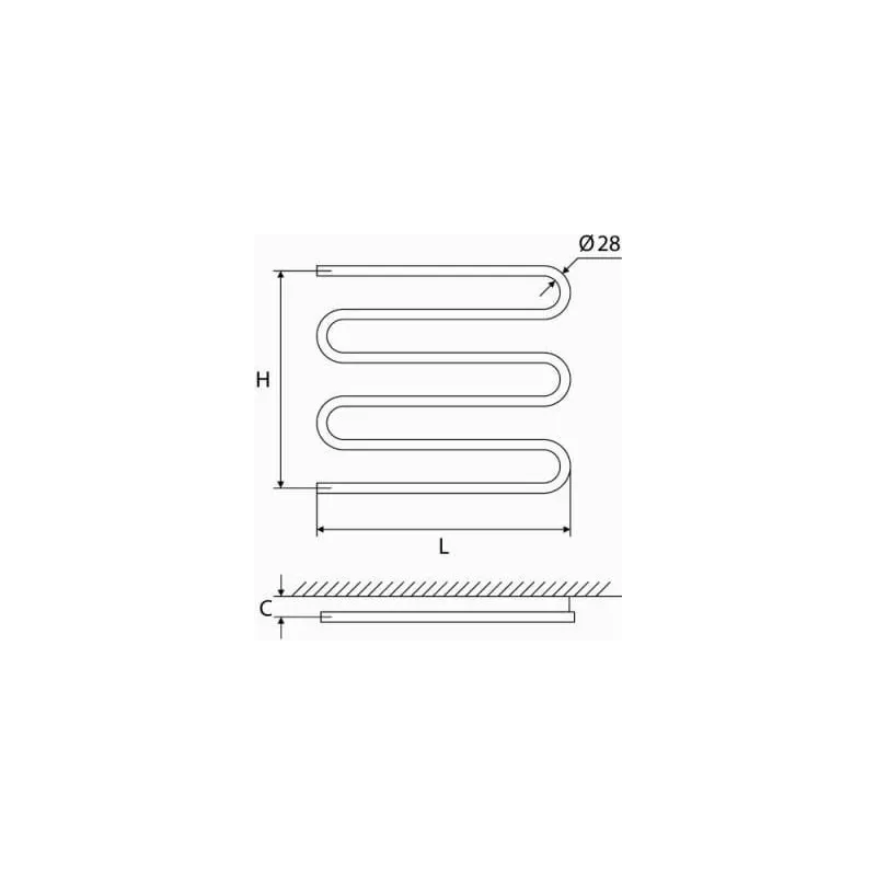Ar ūdeni apsildāms dvieļu žāvētāja stienis Elonika EN600SD, melna krās., 50 cm x 60 cm, 125 W