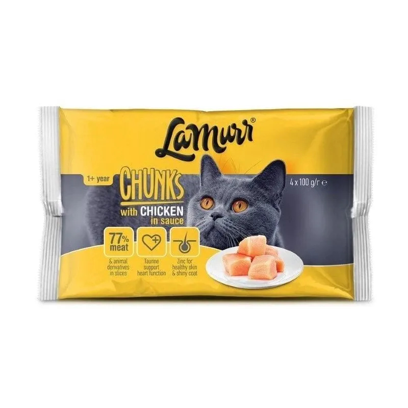 Mitrā kaķu barība La Murr Chunks Chicken In Sauce, vistas gaļa, 0.1 kg x 4 gab.