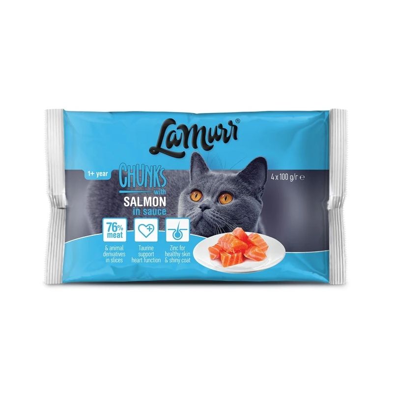 Mitrā kaķu barība. lasis. 400 kg. 4 gab.