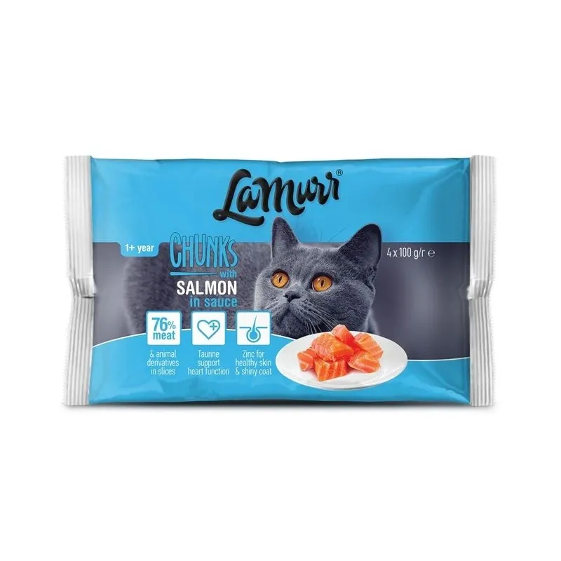 Mitrā kaķu barība, lasis, 0.100 kg x 4 gab.