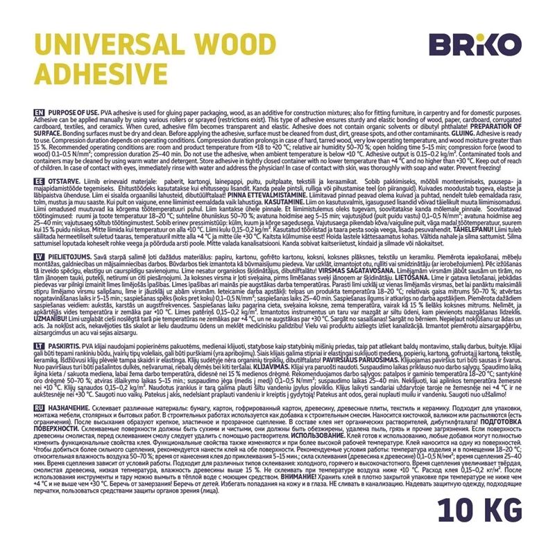 Universāla koksnes pva līme briko 10 kg