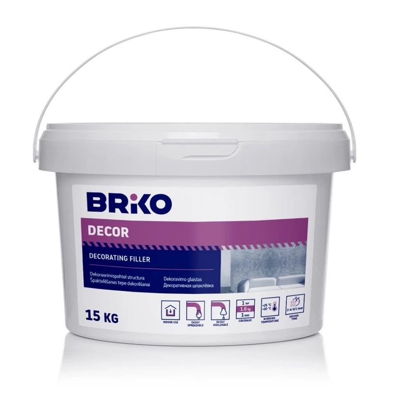 Špaktele Briko Structura. gatavs lietošanai. balta. 15 kg