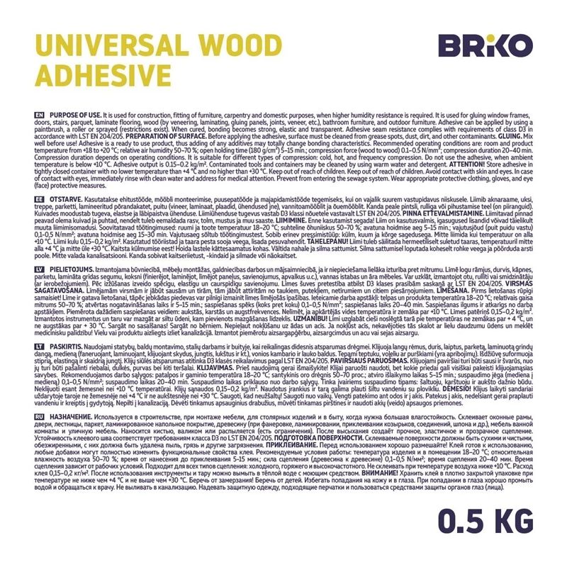 Universāla PVA D3 līme Briko. 0.5kg