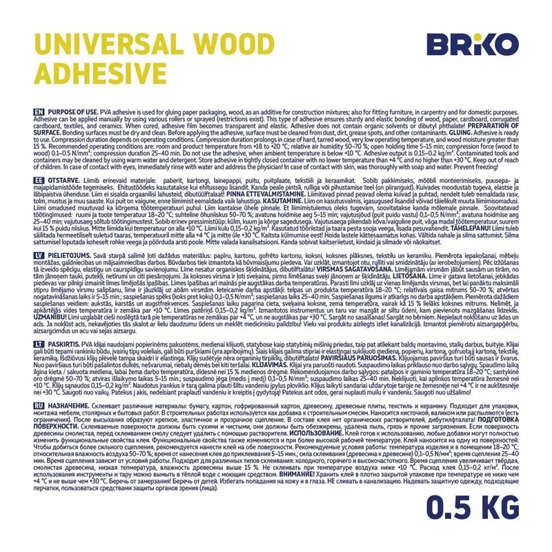 Universāla koksnes pva līme briko 0.5 kg