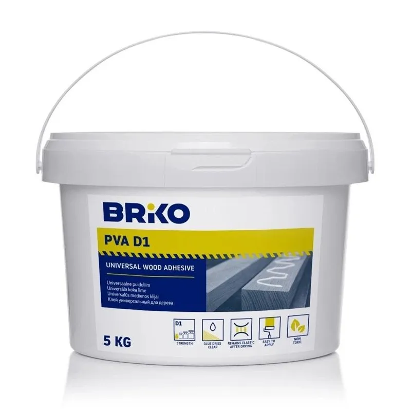 Klijai universalūs Briko PVA D1, 5 kg, balta sp.