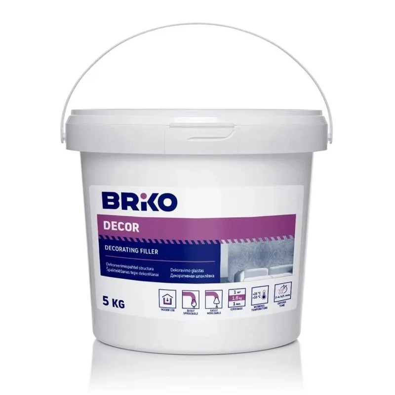 Špaktele Briko Structura, rupjgraudu, balta krās., 5 kg