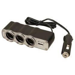 Strāvas ligzdas sadalītājs uz3 ligzdām 12V+USB