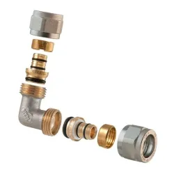 Lahtivõetav nurkliitmik TDM Brass 1465, 90 °, 20mm, messing-nikkel