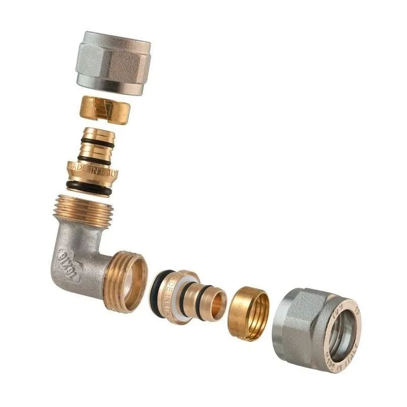 Izjaucams dubultais līkums TDM Brass 1465, 90 °, 20mm, misiņš-niķelis