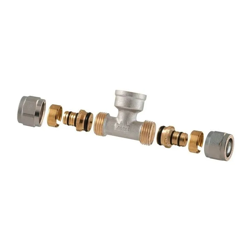 Noņemams un savelkams trejgabals TDM Brass 1455, 90 °, 20mm x 1-2, misiņš-niķelis