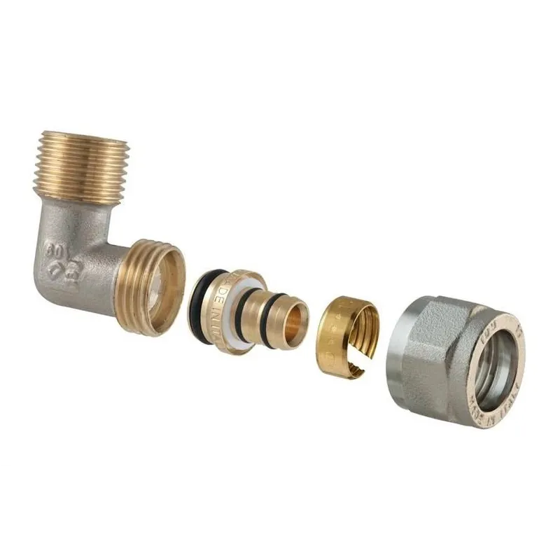 Izjaucams dubultais līkums TDM Brass 1475, 90 °, 20mm x 1-2, misiņš-niķelis