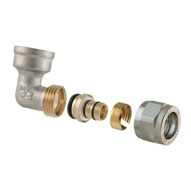 Izjaucams dubultais līkums TDM Brass 1470, 90 °, 20mm x 3-4, misiņš-niķelis