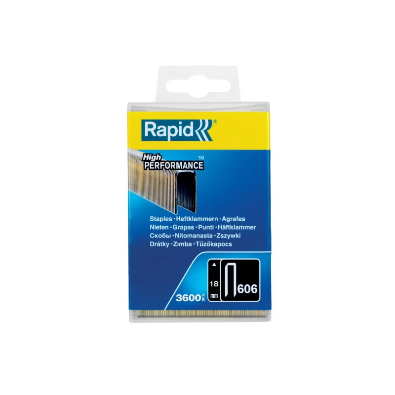 Skavas 606-18 3600 gab., 6,0x1,1mm, melnas, plastmasas kastē, Rapid